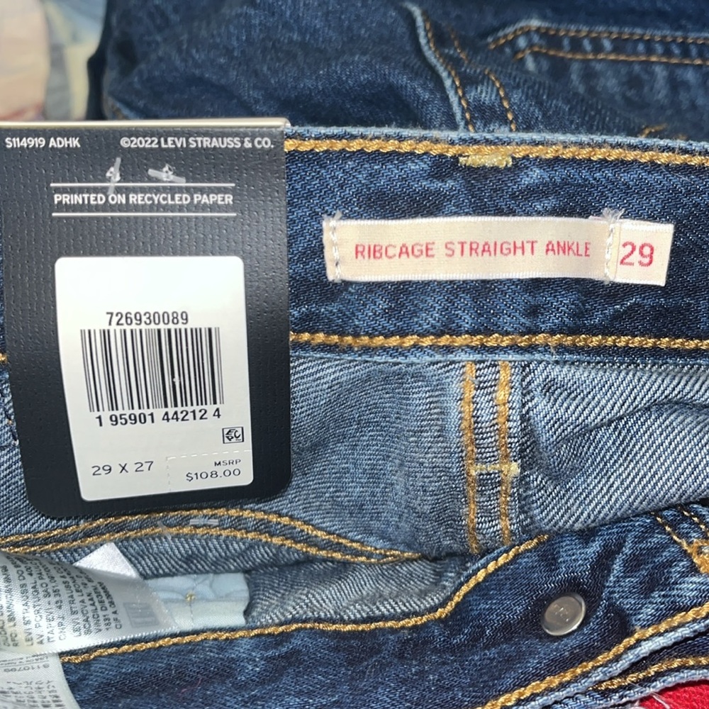 NWT Levi's Ribcage Straight Ankle Crop Jeans Size 29 x 27 - Picture 9 of 13